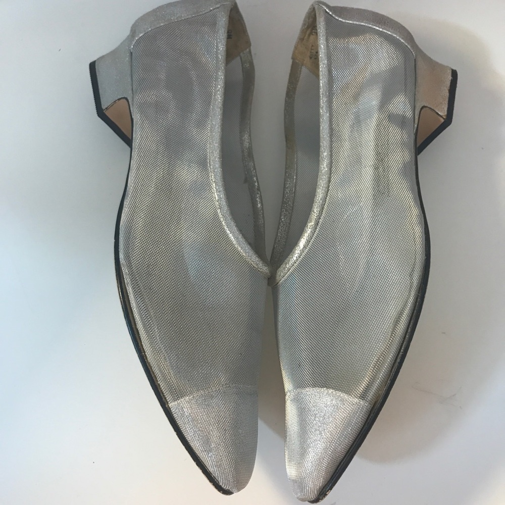 Vintage 80s 90s Silver leather Mesh Shoe